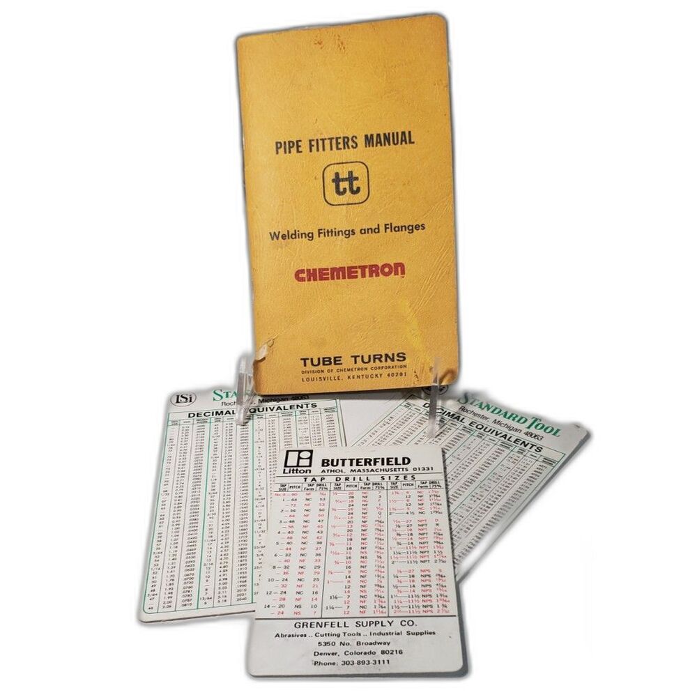 Butterfield Tap Drill Sizes, Pipe Drill Sizes, Decimal Equivalents, Pipe Fitters